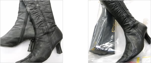 女性用の皮ロングブーツ